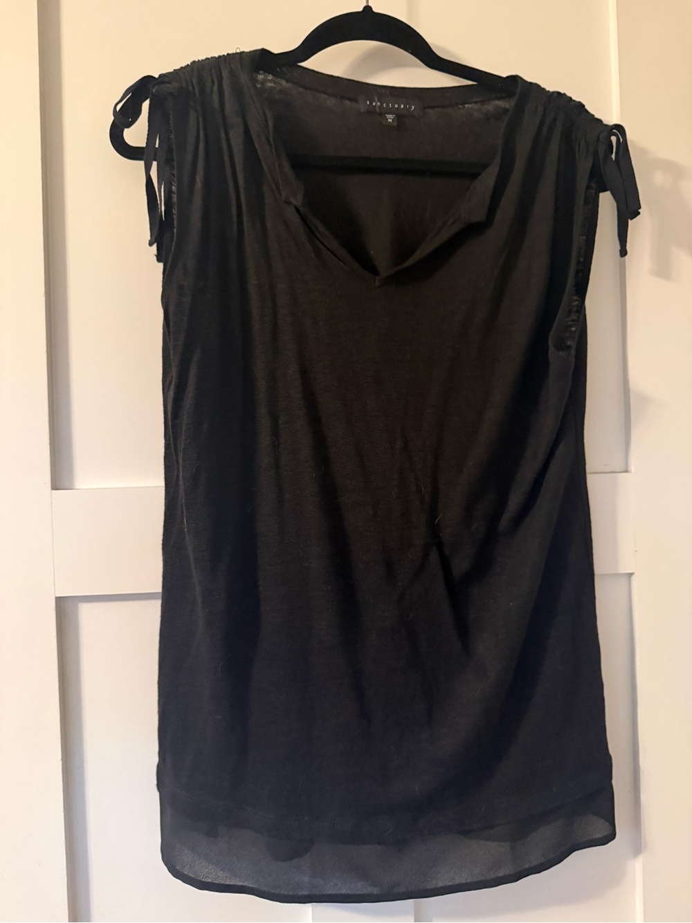 Sanctuary Black Tie-Shoulder V-Neck Tank